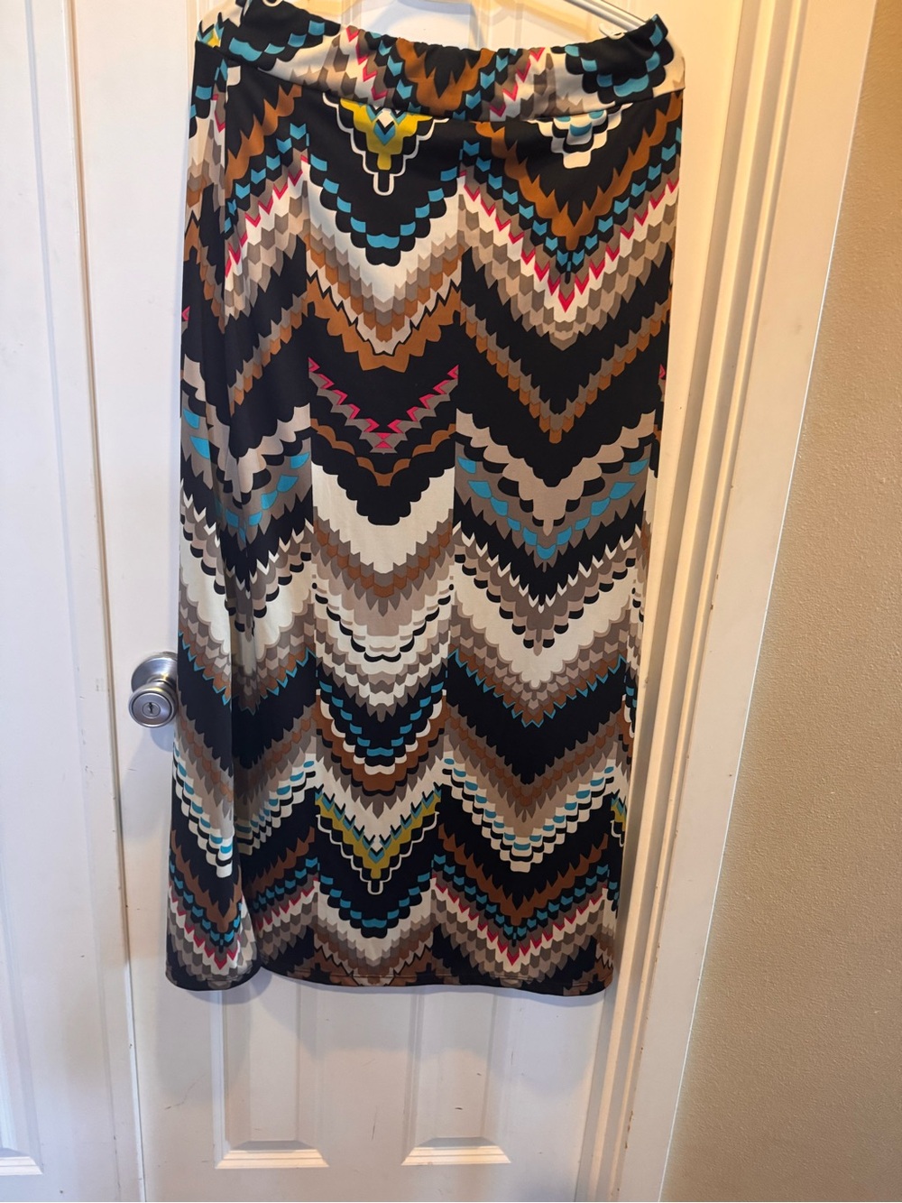 Mix Nouveau Chevron Maxi Skirt with Multicolor Accent